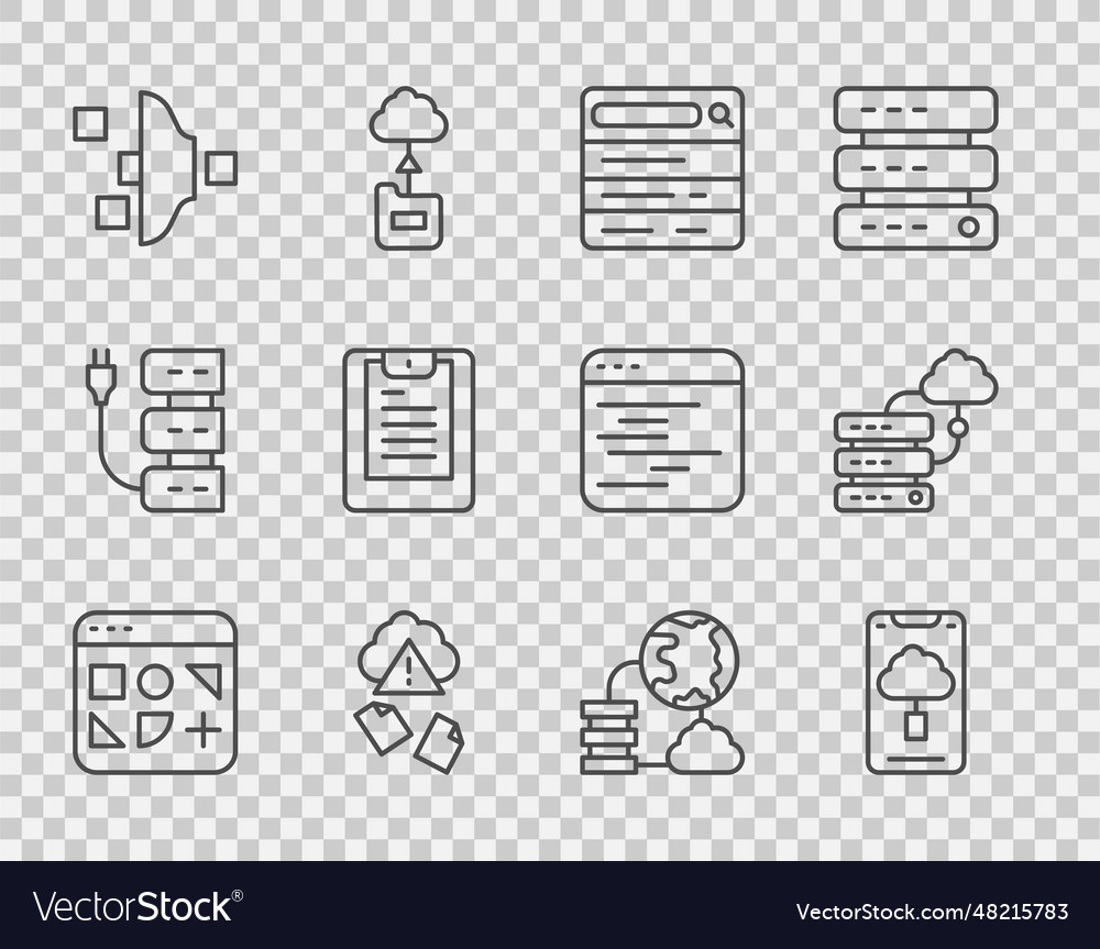 Set line different files cloud technology data vector image Set line different files cloud technology data