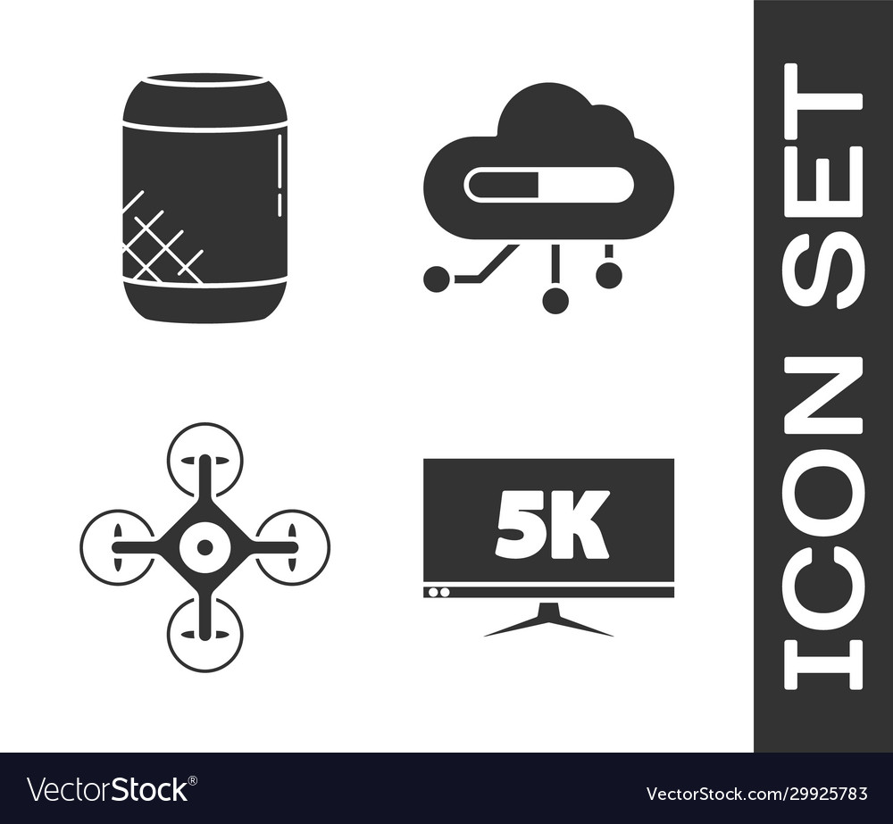 Set monitor display with 5k video voice assistant Vector Image Set monitor display with 5k video voice assistant