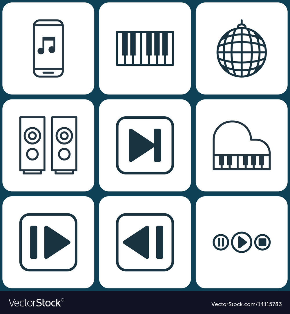 Set of 9 audio icons includes song ui