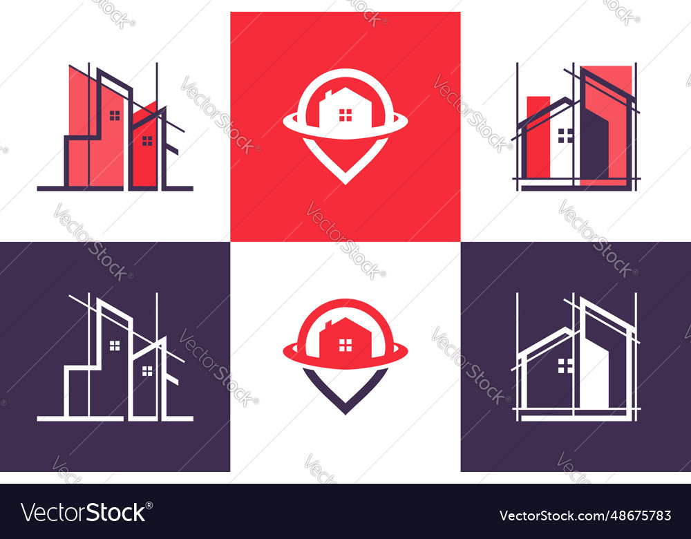 Set of building logo design element icon Vector Image Set of building logo design element icon