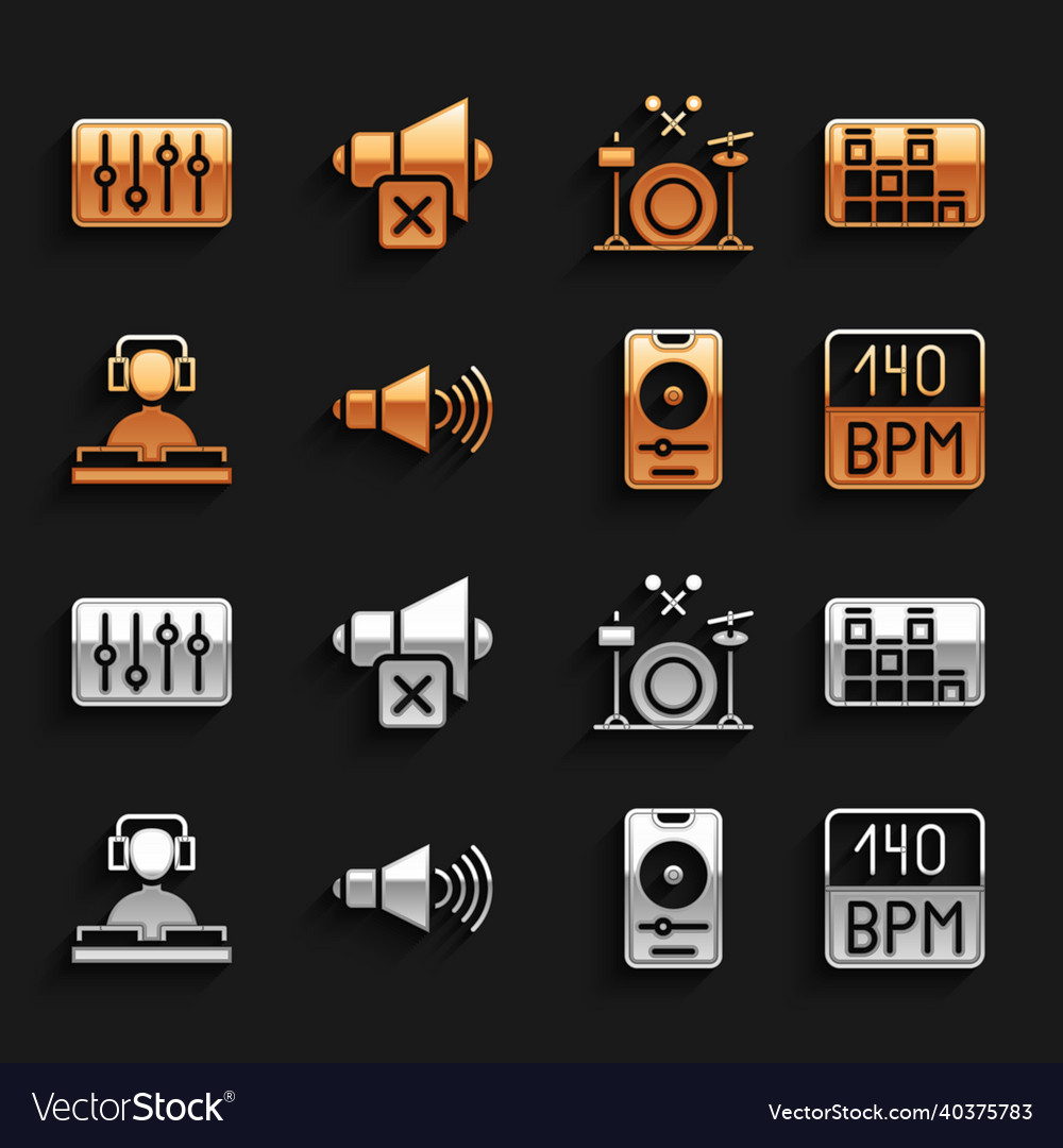 Set speaker volume music equalizer bitrate Vector Image