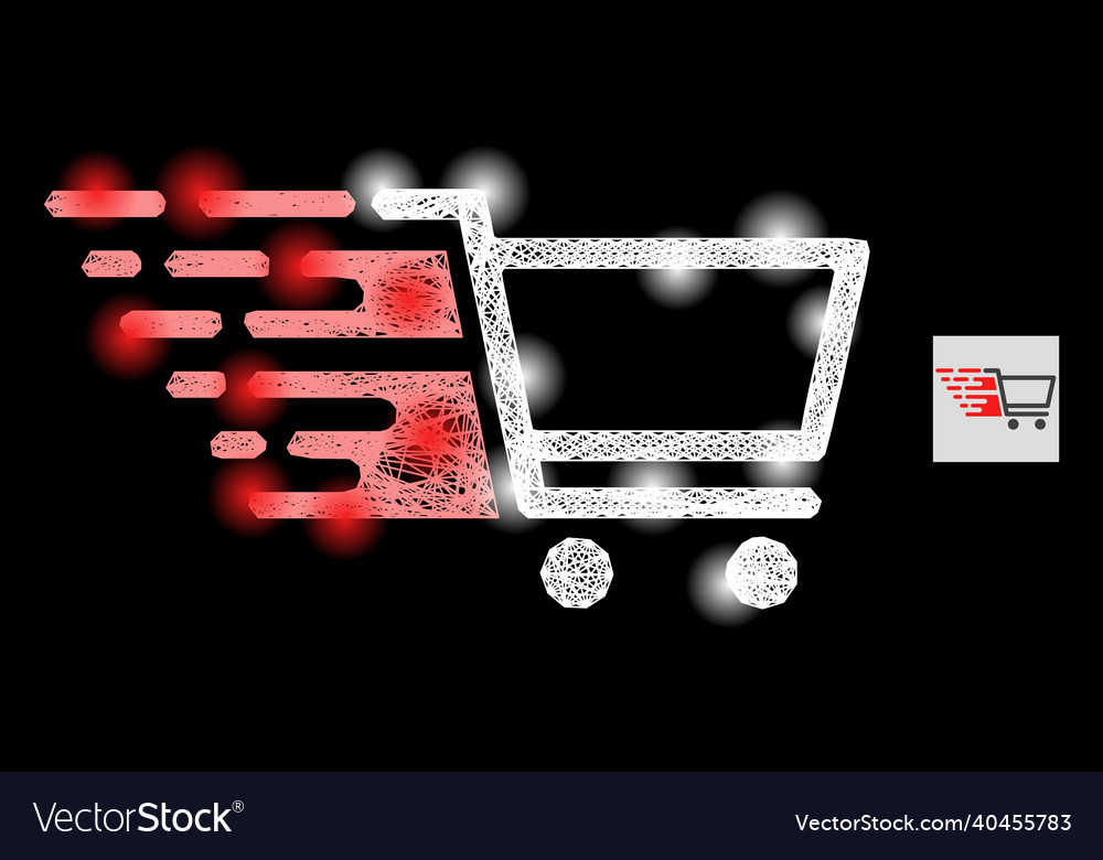 Shiny net mesh shopping cart with lightspots vector image Shiny net mesh shopping cart with lightspots