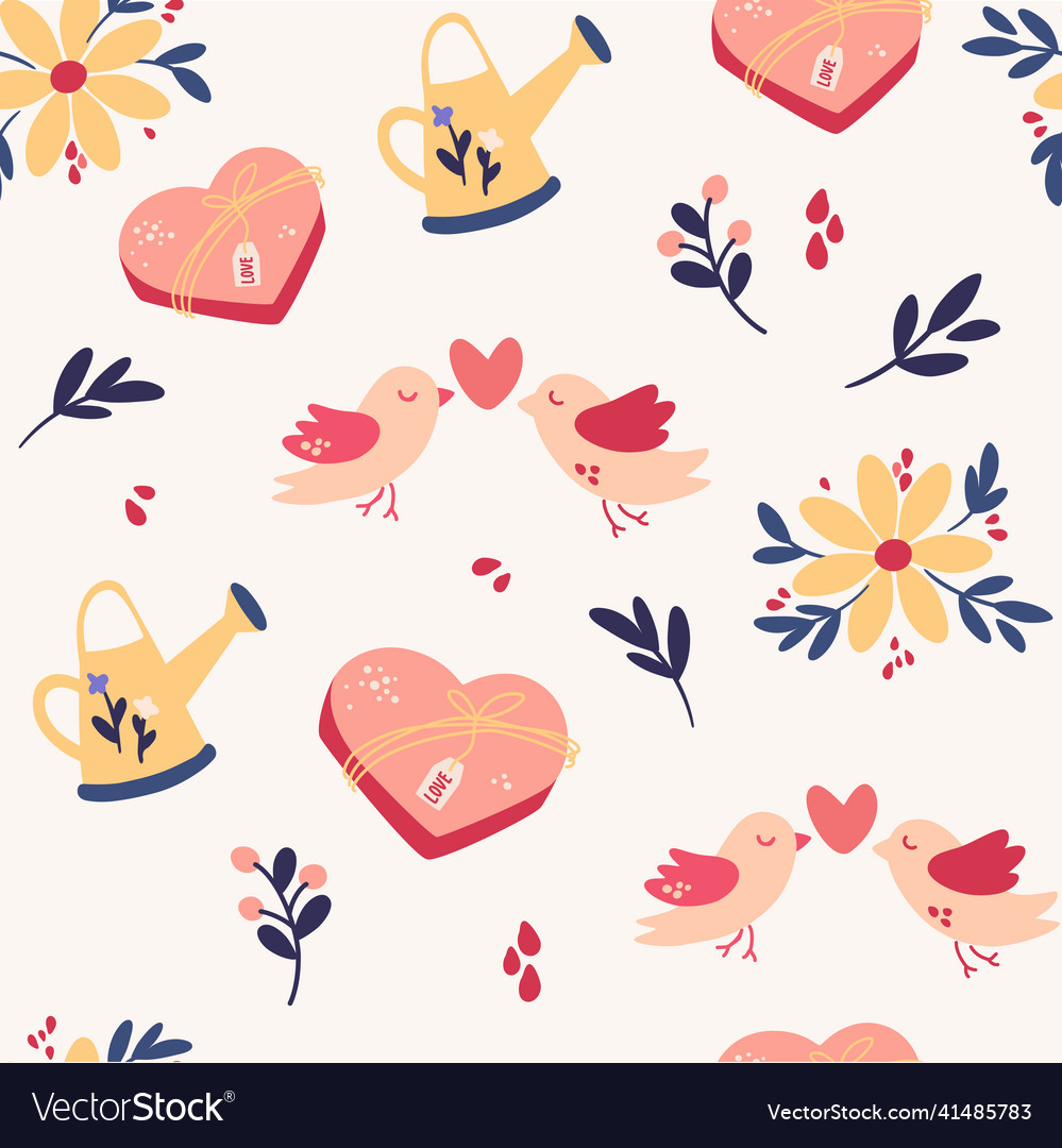Spring seamless pattern romantic background vector image Spring seamless pattern romantic background