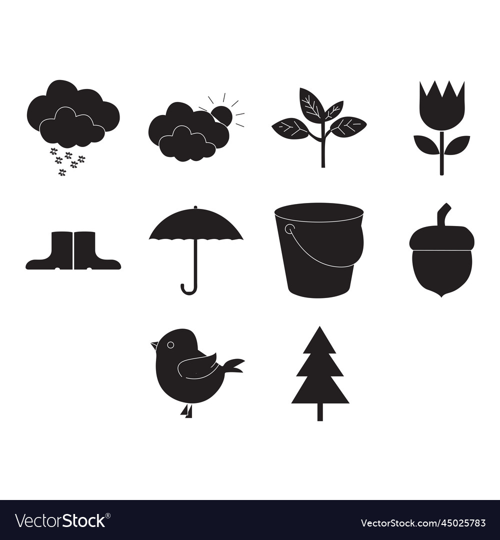 Spring season icon set Royalty Free Vector Image