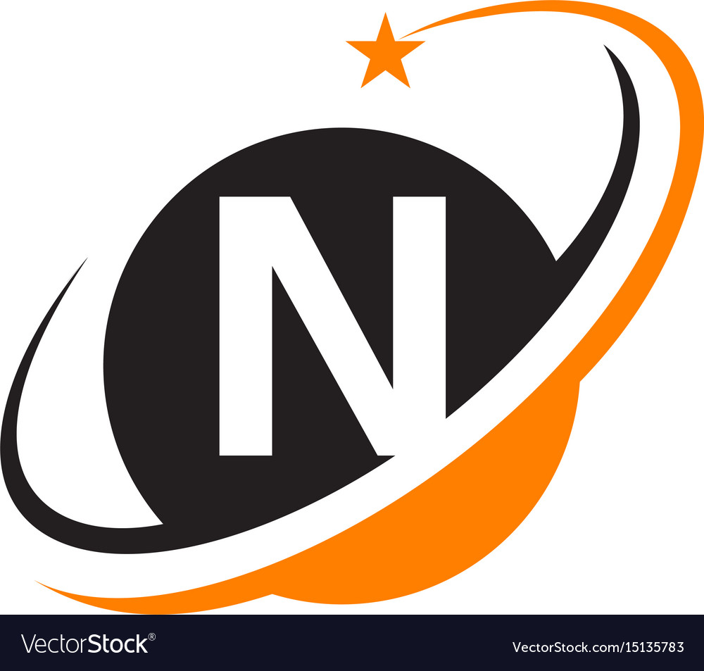 Star swoosh letter n Royalty Free Vector Image