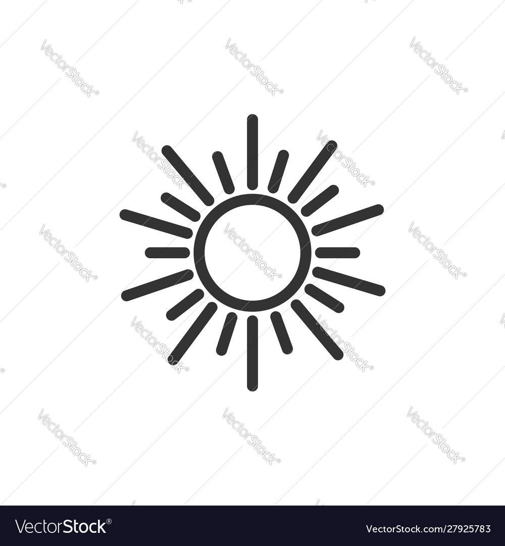 Sun icon in flat style sunlight sign on white