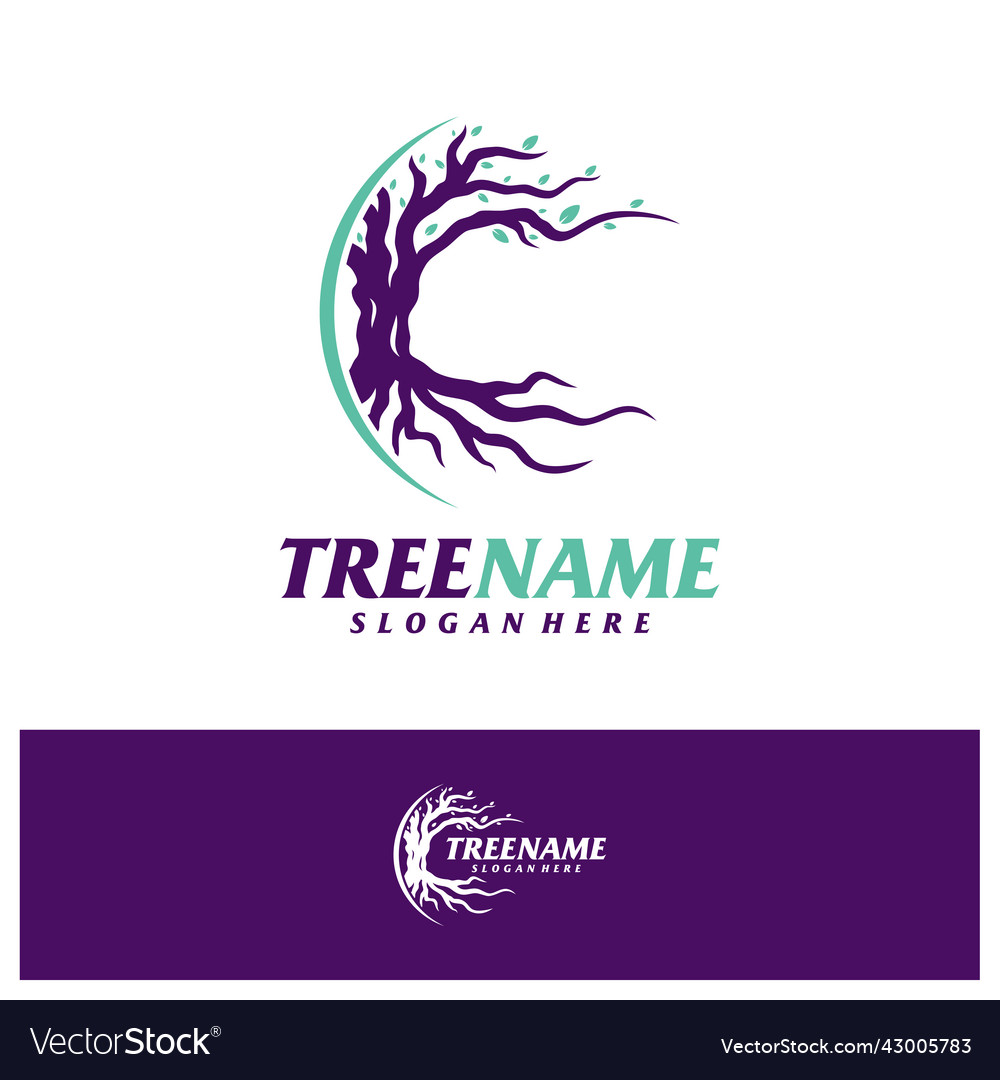 Tree with root logo design template