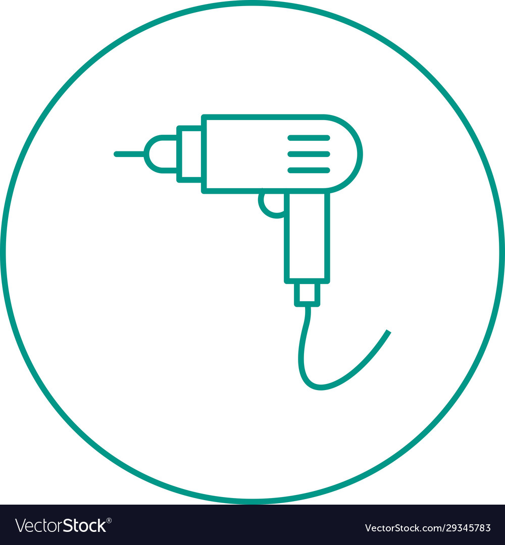 Unique drill machine line icon