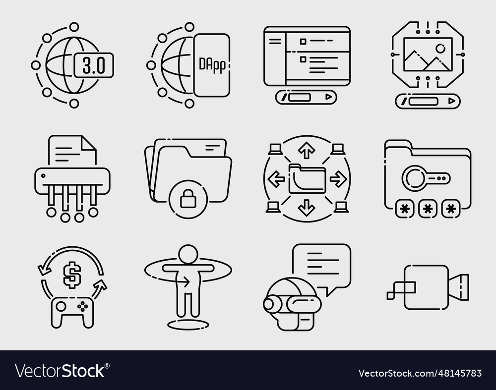 Web 30 technology line icon set