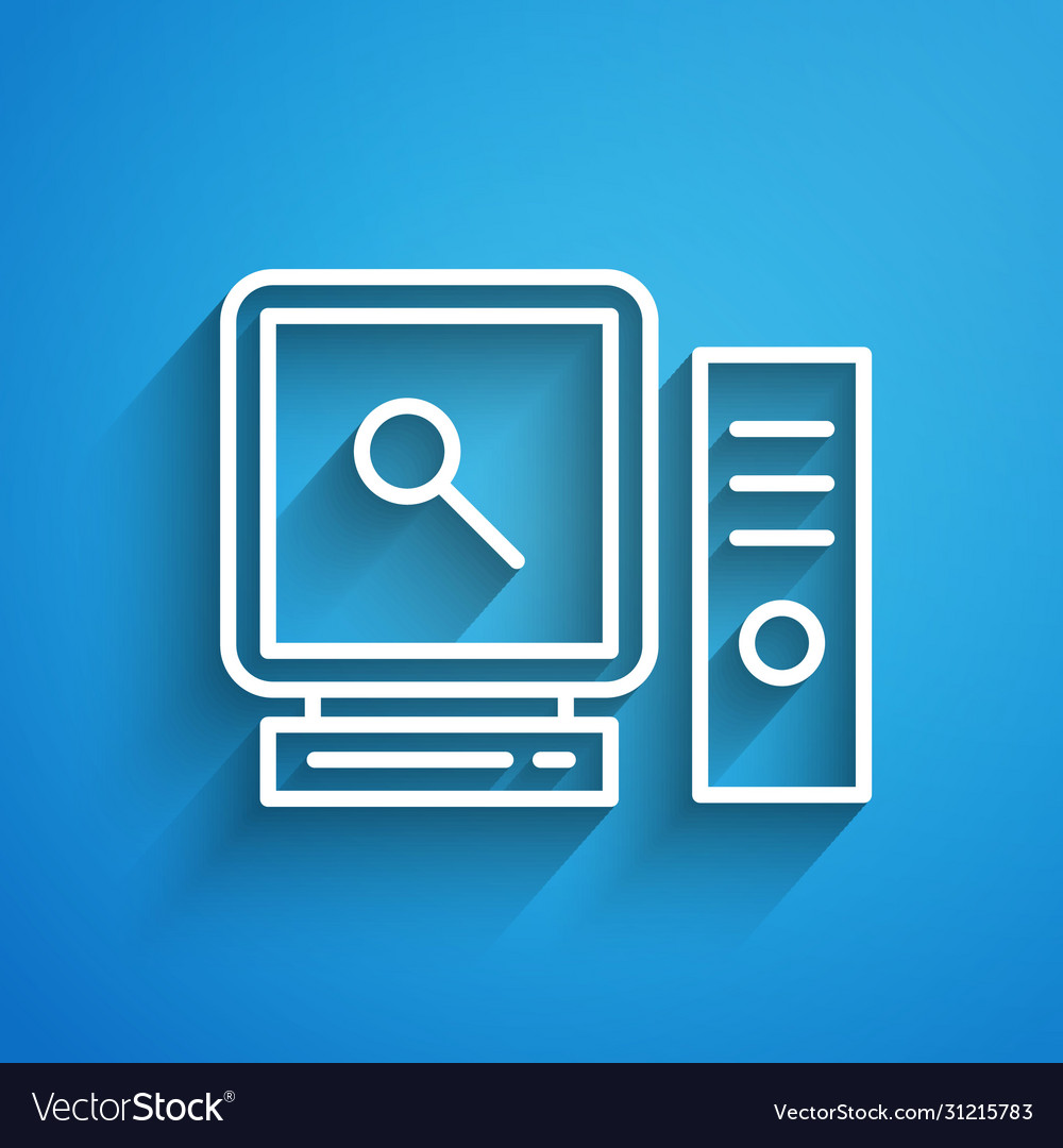 White line search on computer screen icon isolated vector image White line search on computer screen icon isolated