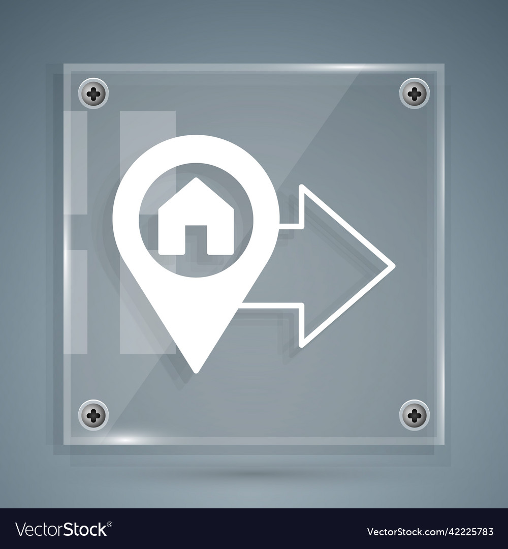 White map pointer with house icon isolated on grey vector image White map pointer with house icon isolated on grey
