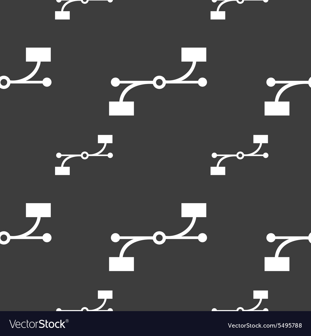 Bezier curve icon sign seamless pattern on a gray