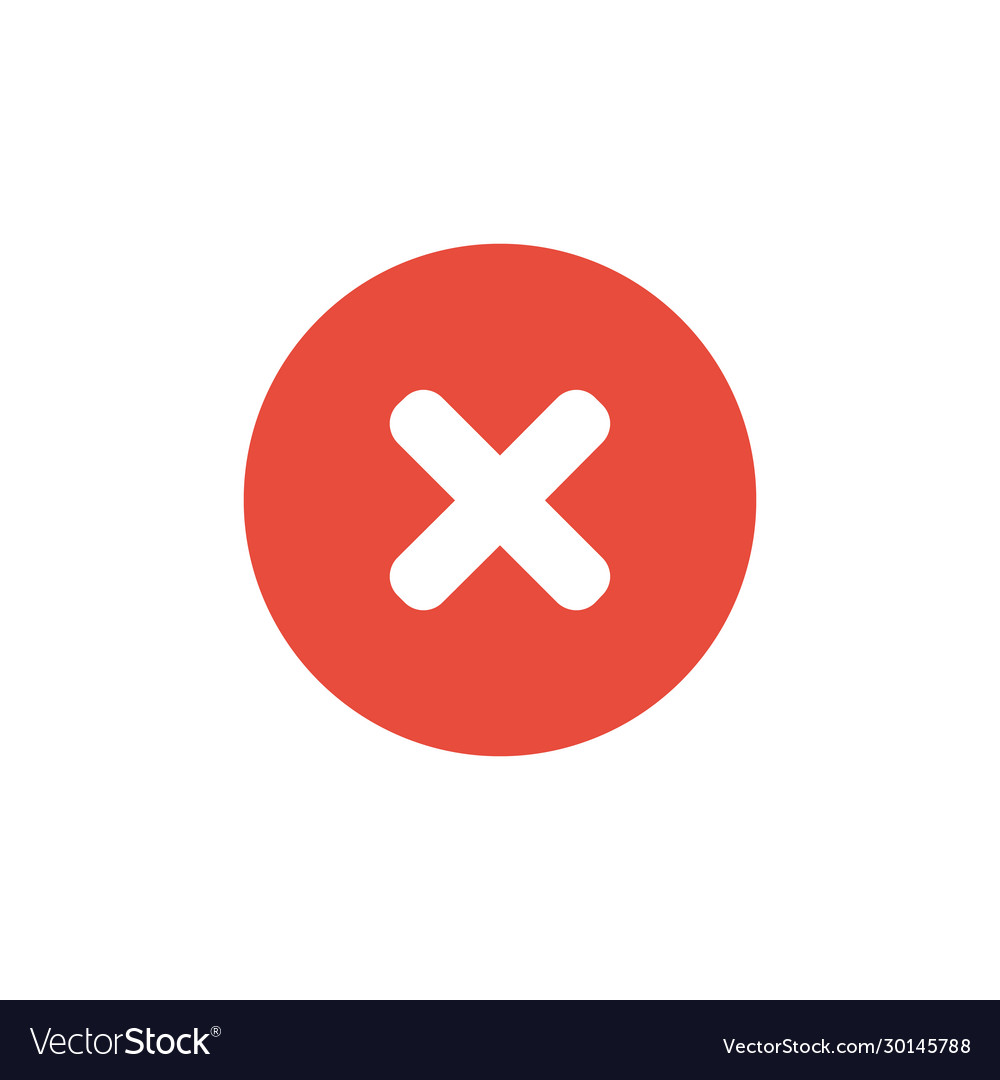 Delete x symbol remove mark icon and red Vector Image