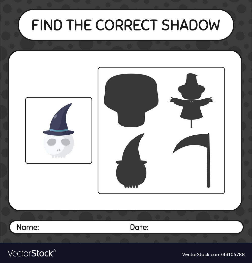 Find the correct shadows game with skull vector image Find the correct shadows game with skull