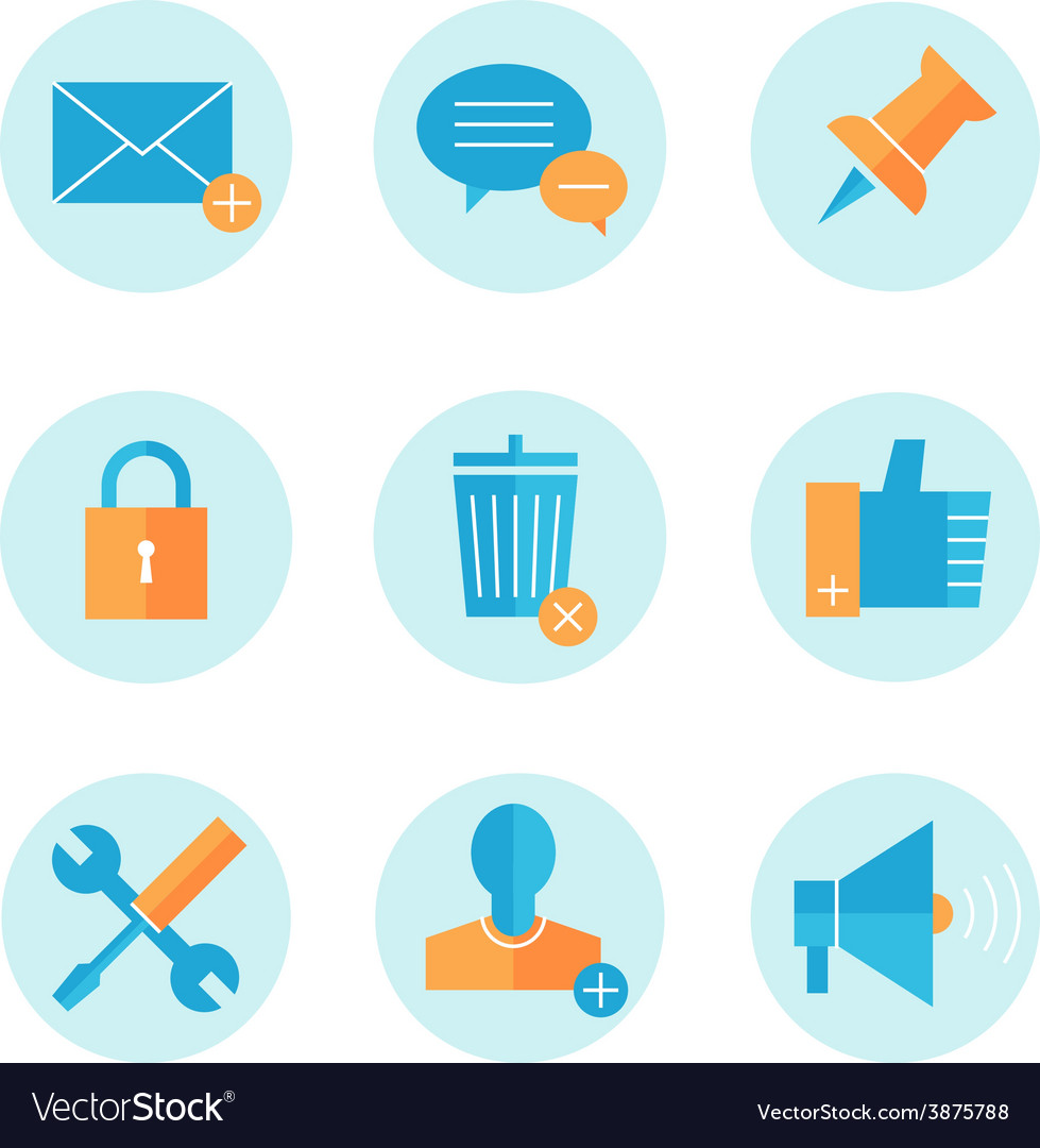 Flat line icons set of website search engine