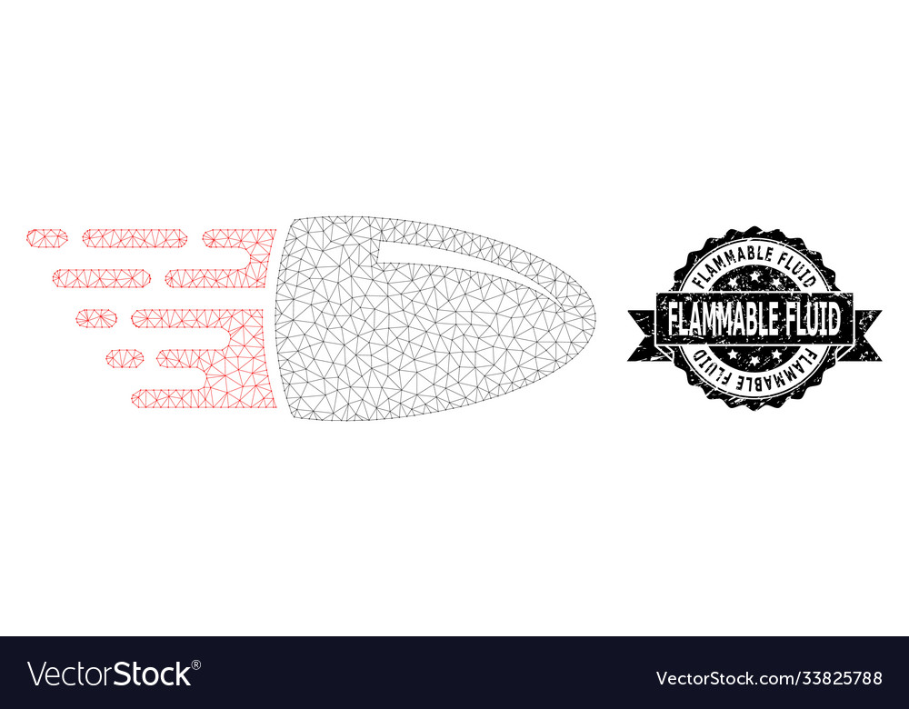 Grunge flammable fluid ribbon seal and mesh 2d