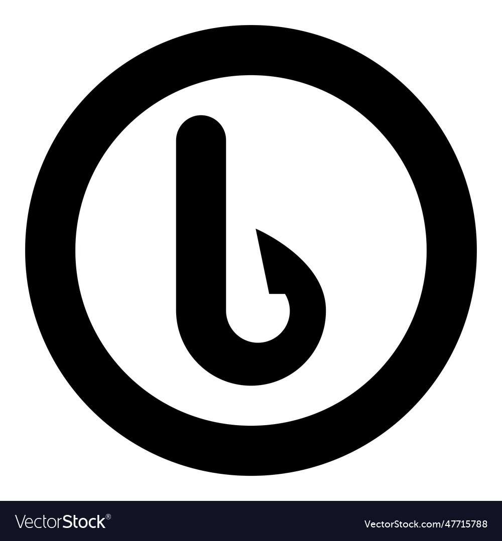 Hook icon in circle round black color image solid