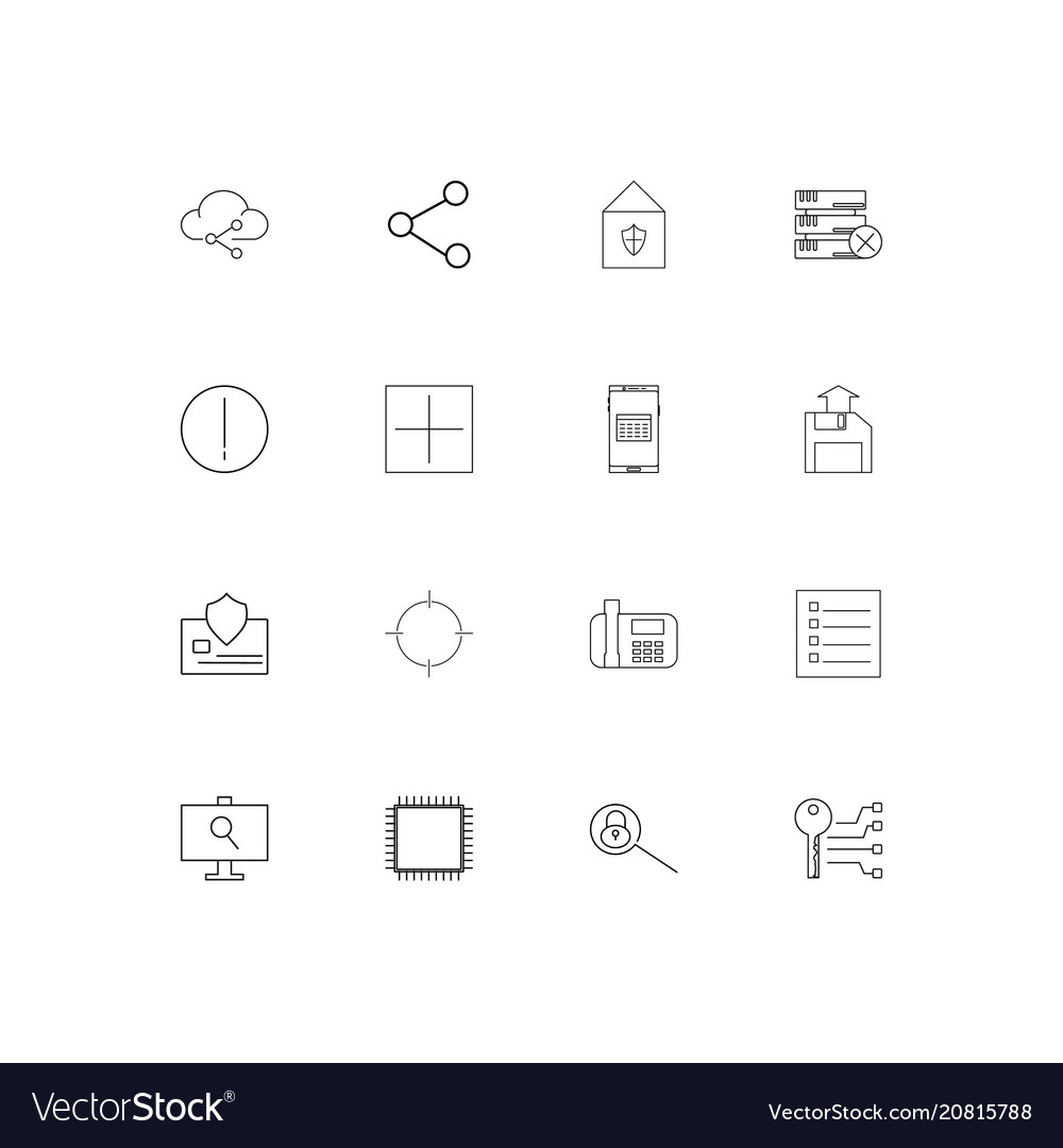 Internet technologies linear thin icons set