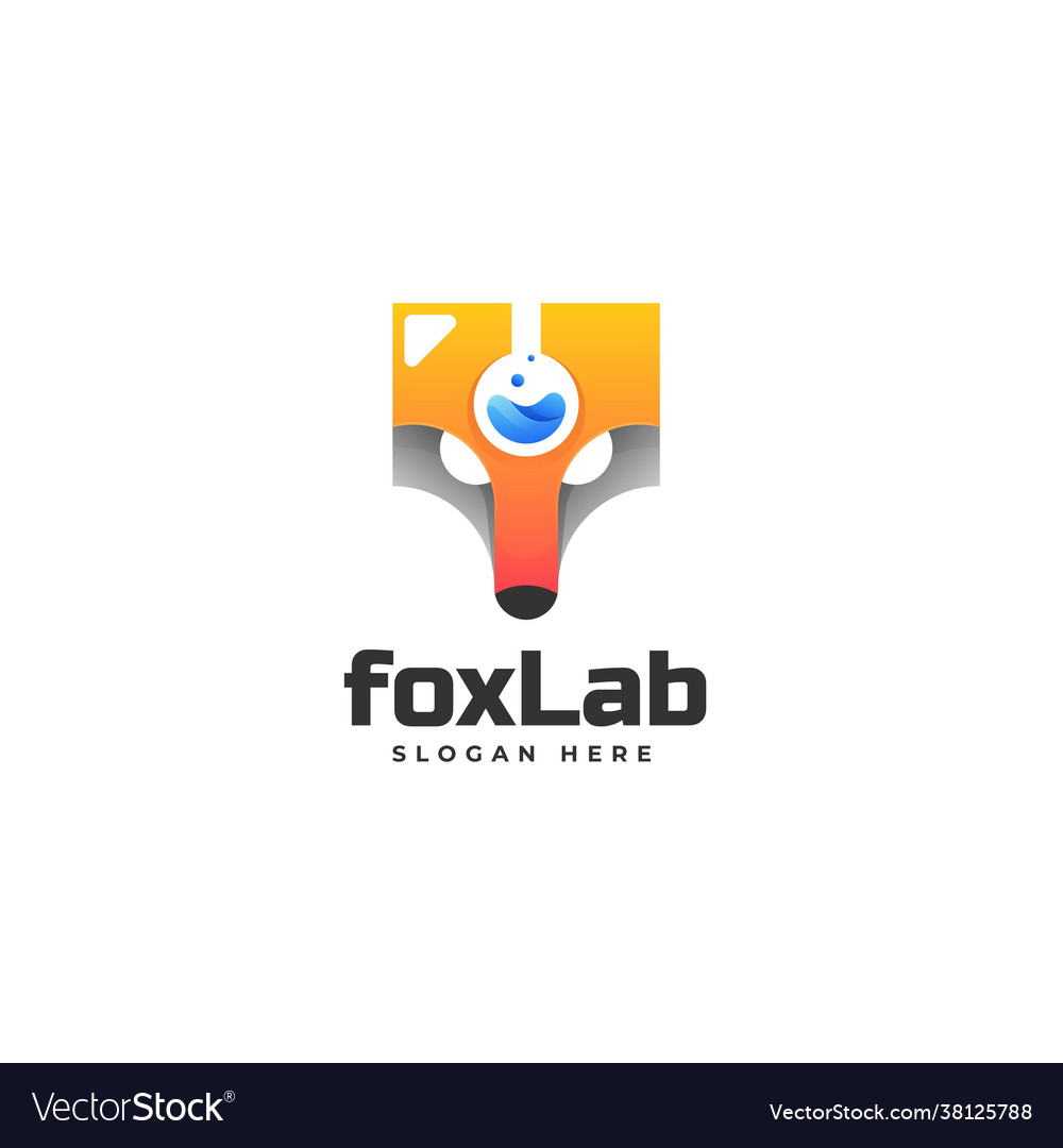 Logo fox lab dual meaning style Royalty Free Vector Image
