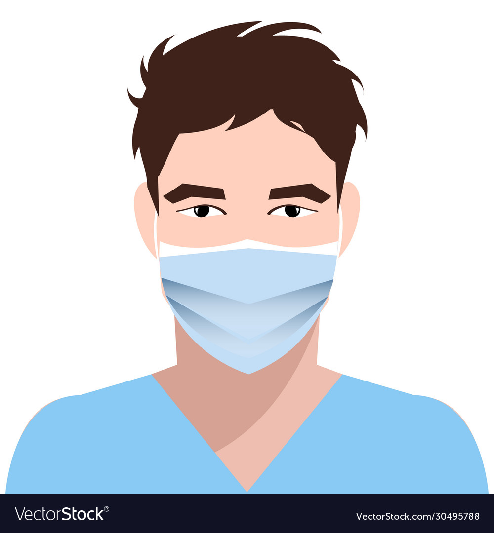 Man in medical face mask quarantine Vector Image