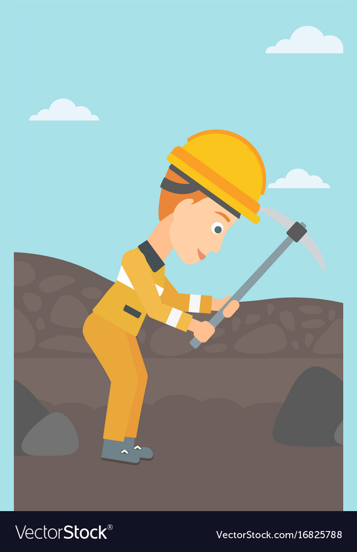 Miner working with pick Royalty Free Vector Image