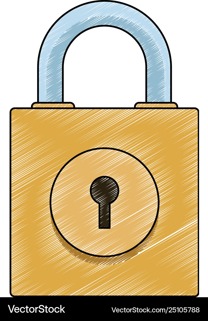 Padlock security symbol scribble Royalty Free Vector Image