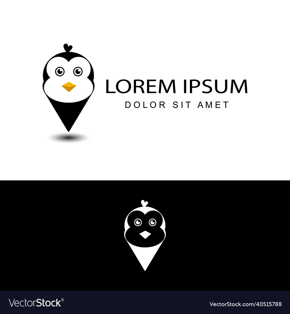 Penguin point logo template design with isolated Vector Image