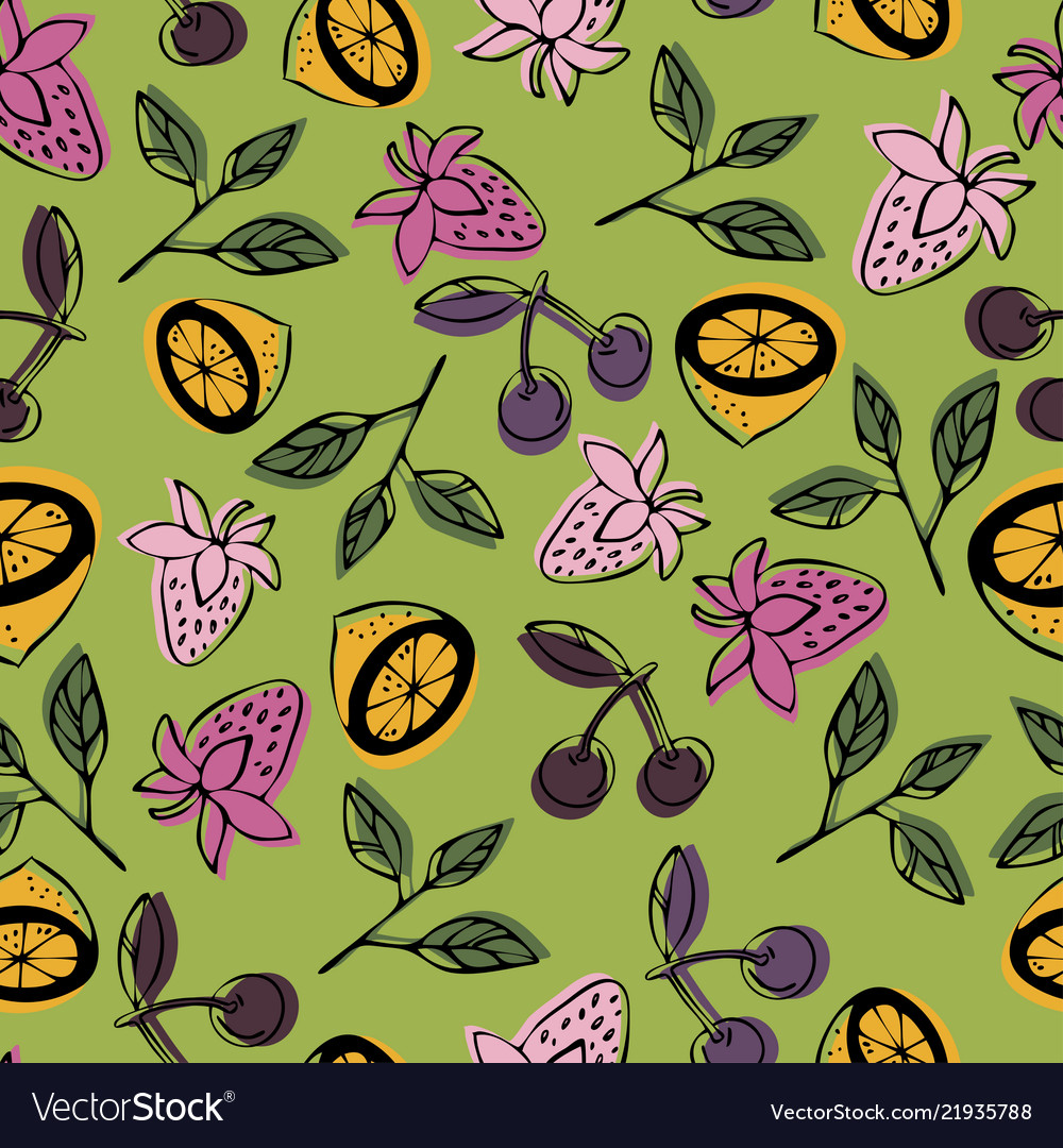 Seamless pattern with the image of strawberry vector image Seamless pattern with the image of strawberry