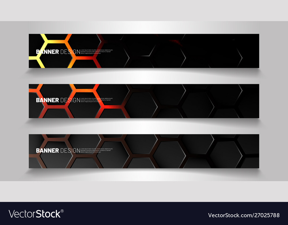 Set background hexagon banner gradient vector image Set background hexagon banner gradient