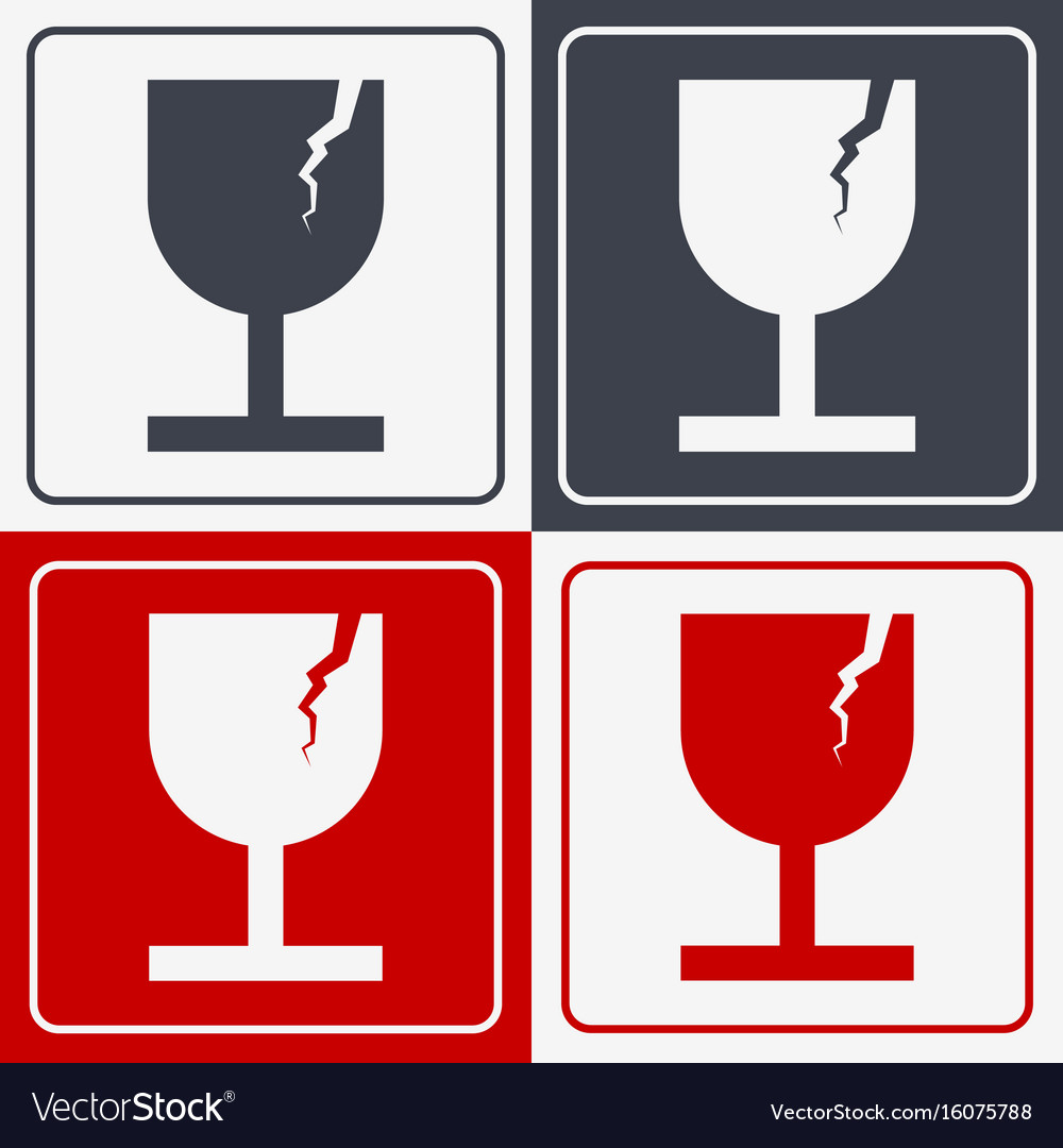 Set four fragile icon fragile symbol Royalty Free Vector