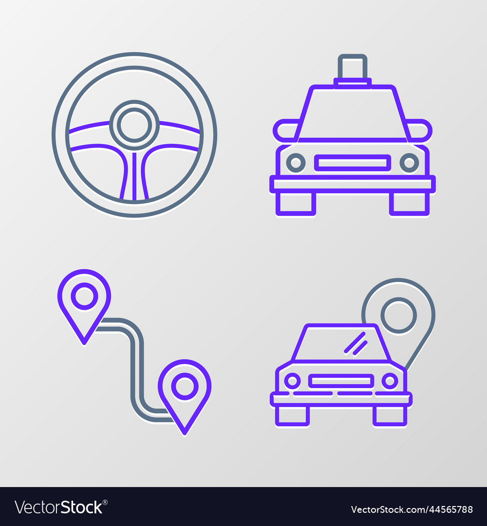 Set line map pointer with taxi route location Vector Image Set line map pointer with taxi route location