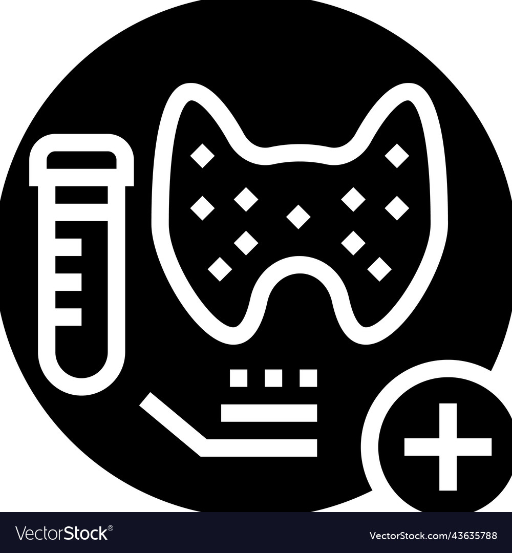 Thyroid function tests health check glyph icon vector image Thyroid function tests health check glyph icon