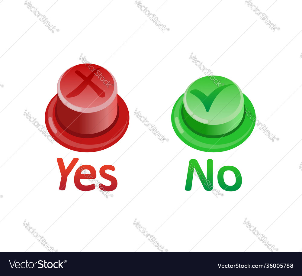 Toggle switch yes and no on white background vector image Toggle switch yes and no on white background