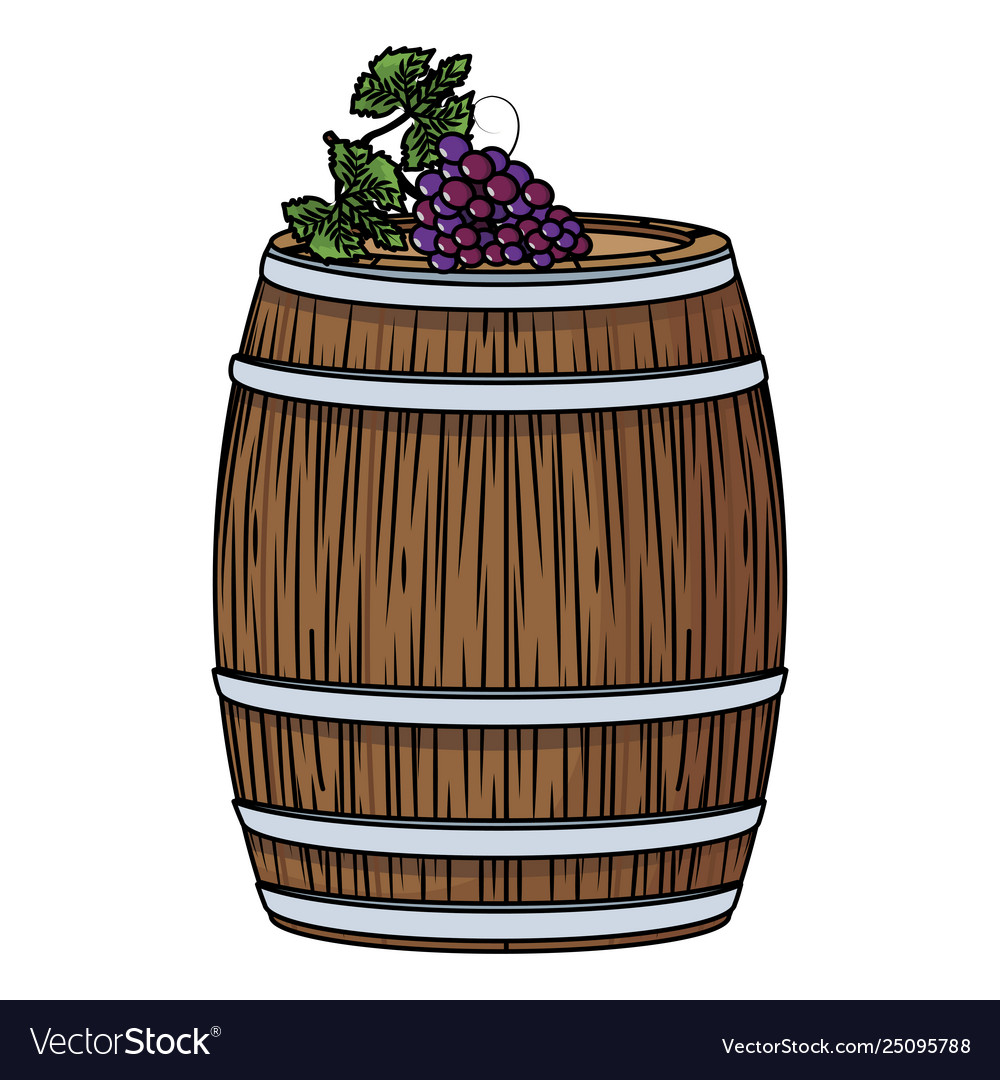 Wine barrel with grapes Royalty Free Vector Image