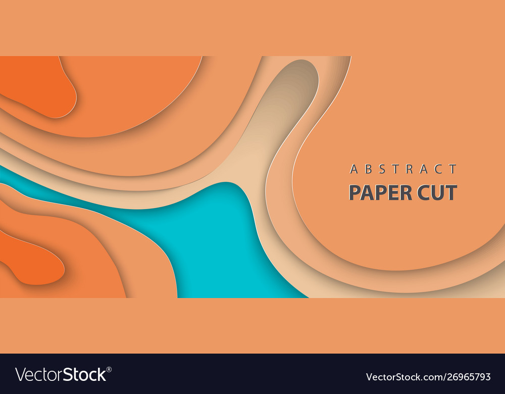 Background with blue and orange color paper cut