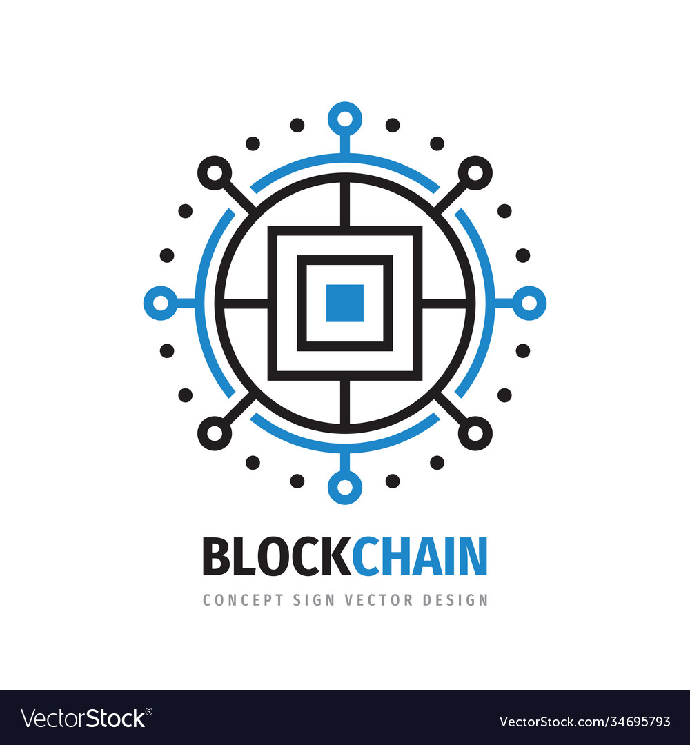 Block chain logo template design electronic Vector Image