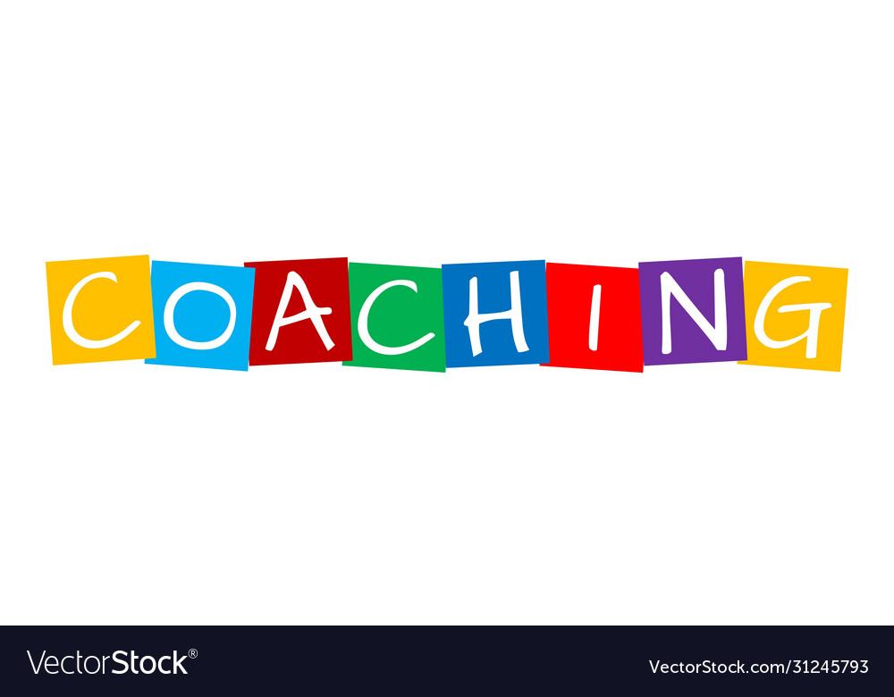 Coaching text in colorful rotated squares vector image Coaching text in colorful rotated squares
