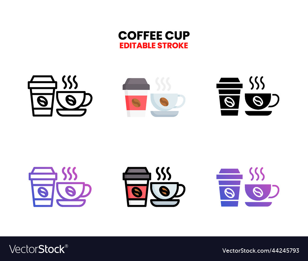 Coffee icon set with different styles Vector Image Coffee icon set with different styles
