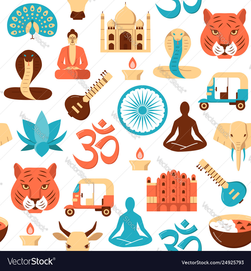 Colorful india seamless pattern in flat style