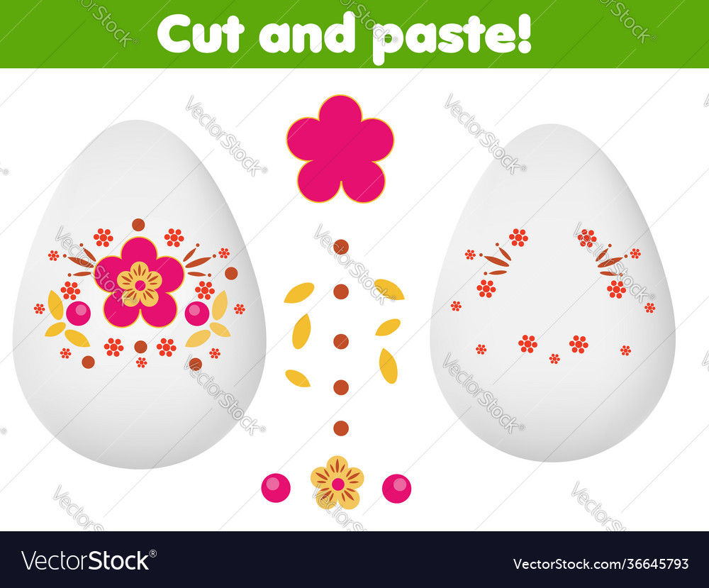 Decorate easter egg with glue and scissors cut vector image Decorate easter egg with glue and scissors cut