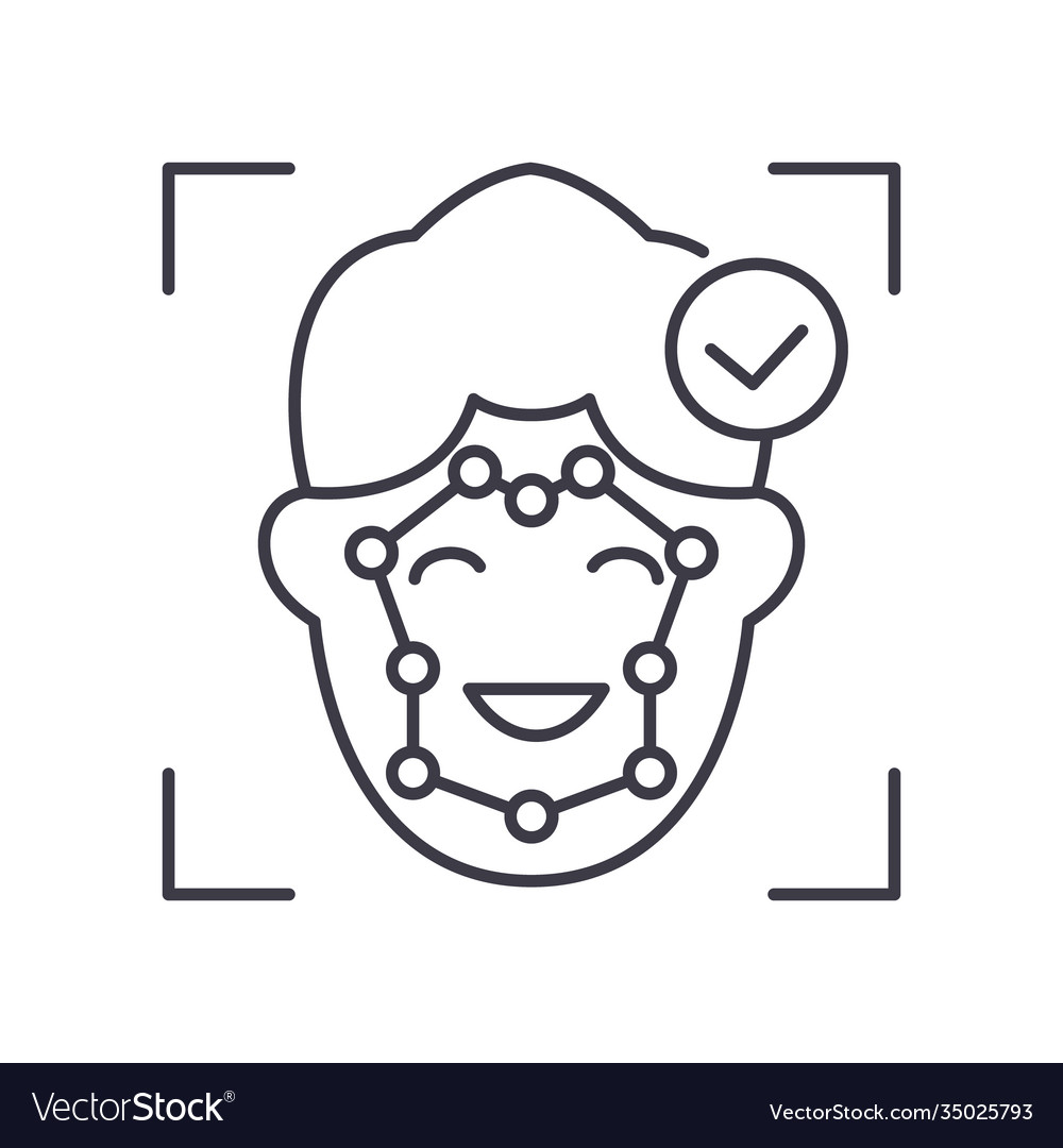 Face scan icon linear isolated thin vector image Face scan icon linear isolated thin