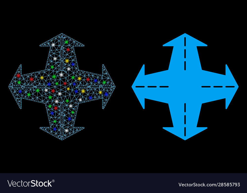 Flare mesh network intersection directions icon vector image Flare mesh network intersection directions icon
