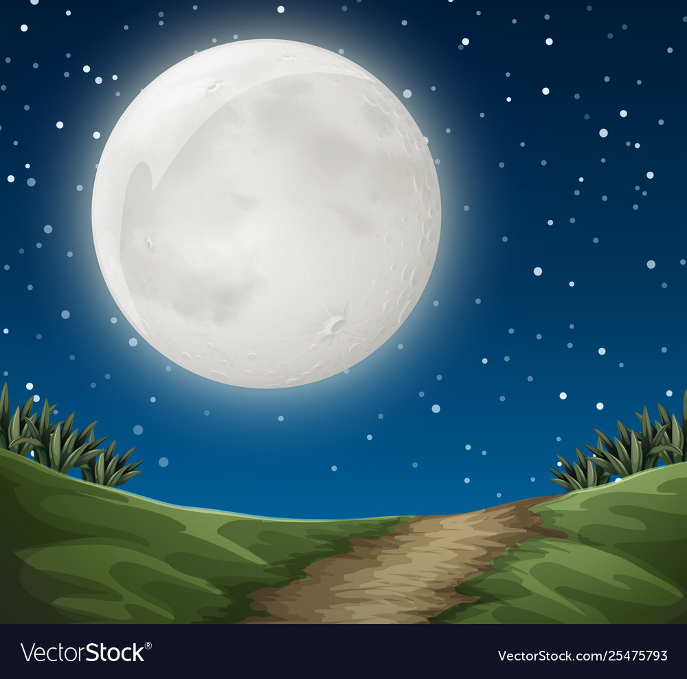 Full moon outdoor scene Royalty Free Vector Image