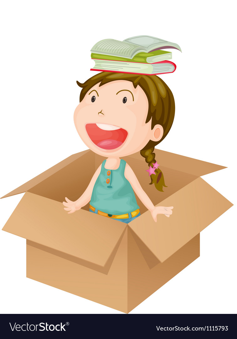 Girl in a box Royalty Free Vector Image - VectorStock