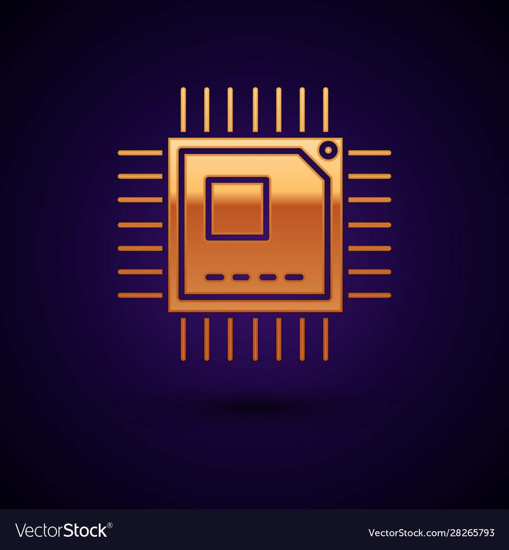 Gold computer processor with microcircuits cpu