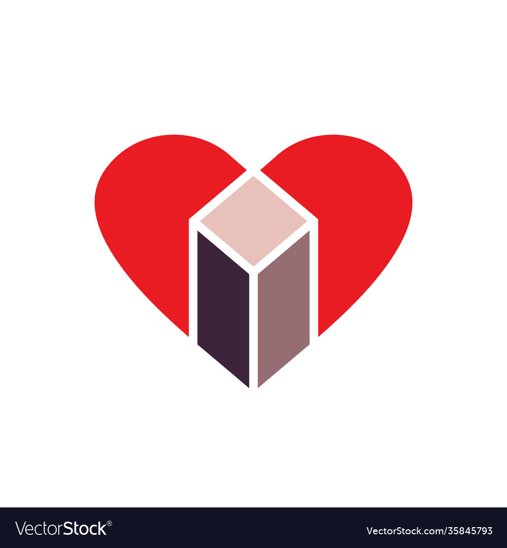 Heart box logo icon design template elements