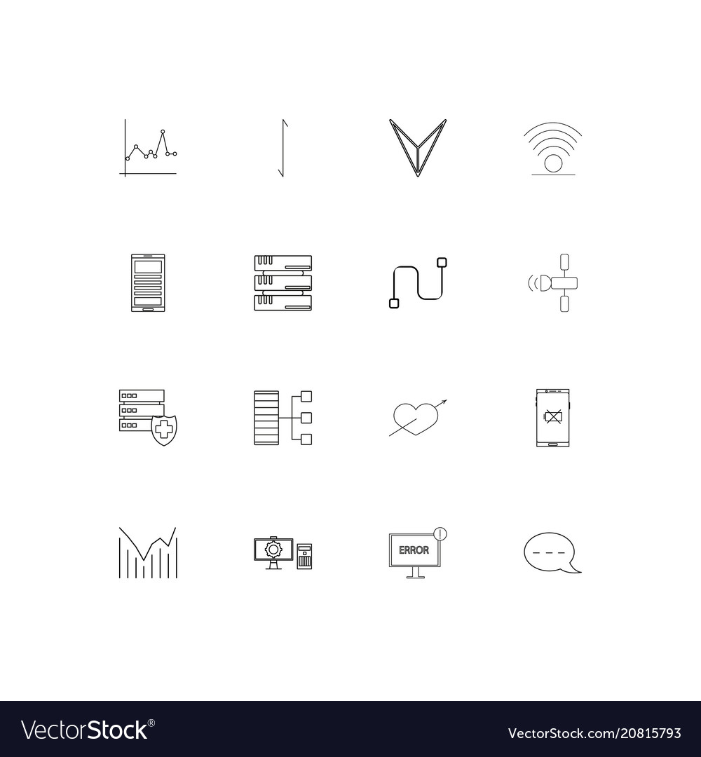Network and database linear thin icons set