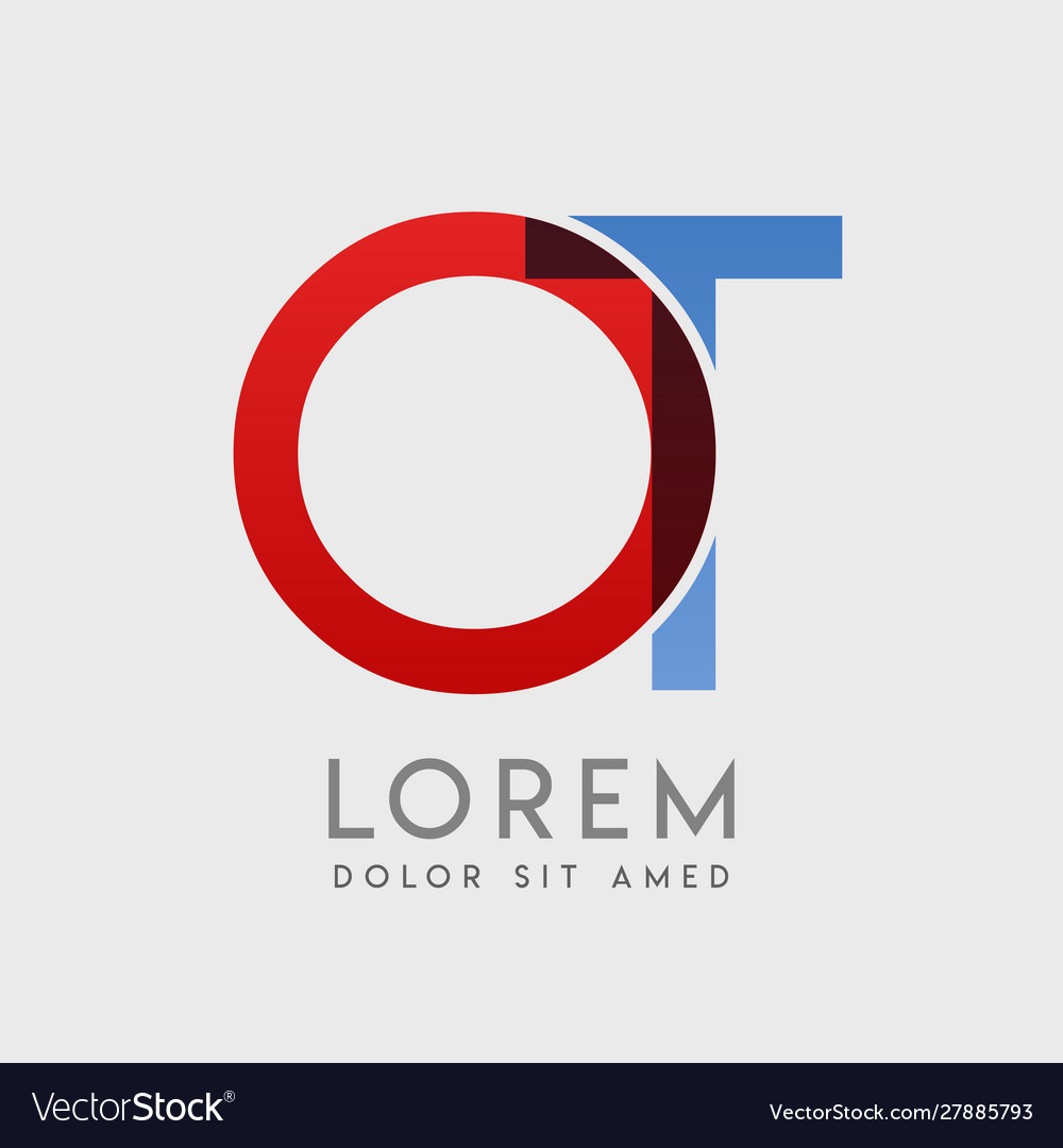 Ot Logo Buchstaben mit blauer und roter Abstufung