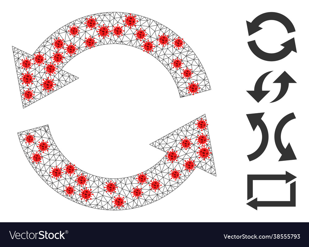 Polygonal network refresh pictograph with pathogen vector image Polygonal network refresh pictograph with pathogen