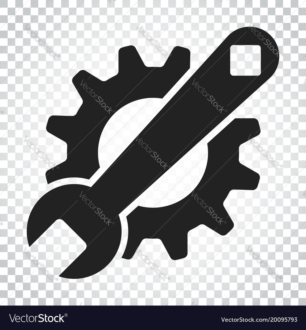 Service tools flat icon cogwheel with wrench